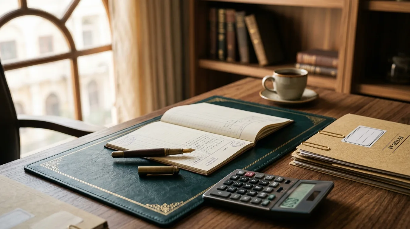 Chartered accountant office desk still life
